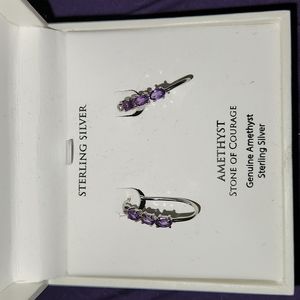 Macy's Amethyst Oval Hoop Earrings